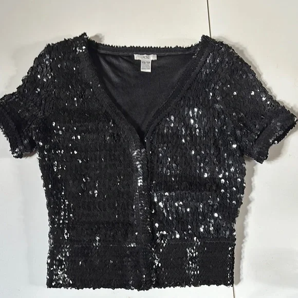 Cache Black Sequin V-Neck Sweater - Picture 3 of 8